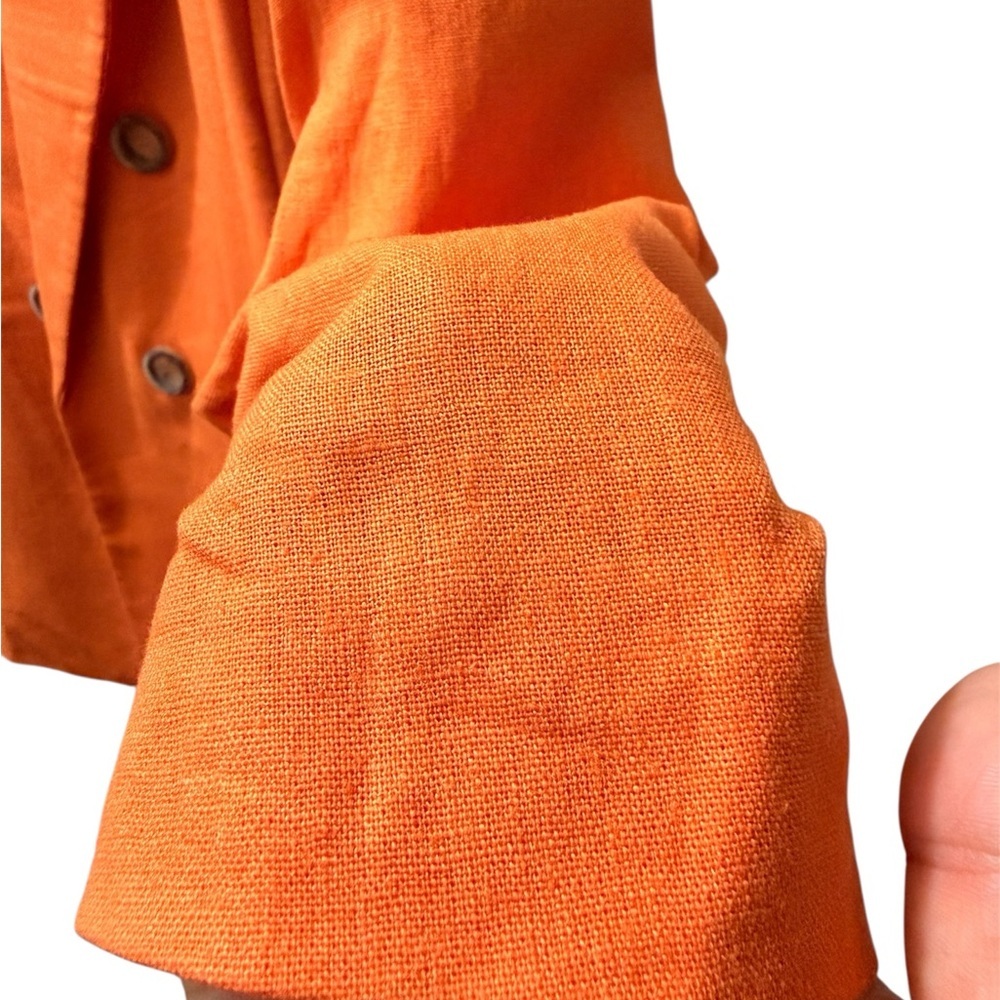 Bar III, Orange Blazer Linen Blend with Ruched 3/4 Sleeve, Size M (NWT) - Picture 4 of 6